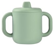 Beaba - Taza de Aprendizaje de Silicona Verde - Con Asas y Tapa Extraíble