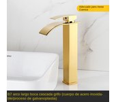 Grifo frío y caliente de cascada negra, lavabo de acero inoxidable, grifo de lavabo cuadrado