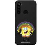 Funda original compatible con Xiaomi Redmi Note 8 Negro con un diseño de Bob Esponja Arco Iris