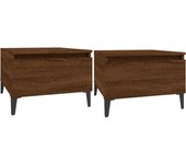 vidaXL Mesas auxiliares 2 uds madera contrachapada 50x46x35 cm Blanco, Negro, Blanco brillante Mesa de sofá Mesa de Entrada para Salón Consola de Entrada Mueble Recibidor Mesita Mesa auxiliar Salon