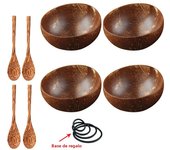 12-15cm  Natural Coconut Bowl set wooden Salad Ramen bowl Coconut Wood Spoon Set coco smoothie Kitchen tableware Coconut bowl