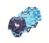 Kiddiezoom 3 Pcs/Lot Spring Autumn Cartoon Long Sleeve Newborn Baby Boy Girl Bodysuits 100%Cotton Soft Infants Clothes