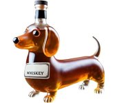 Botella de whisky con forma de perro salchicha, vasos de whisky grabados en 3D, juego de decantador de vino y whisky con forma de perro, regalo para amantes del whisky, decoración de bar (estilo B)