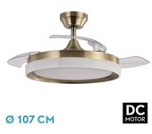 FABRILAMP Ventilador de Techo DC Zenit Cuero 72W - Aspas Desplegables - Control Remoto