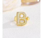 Fashion Plated Golden Copper White Artificial Zircon 26 English Letter for Men Women Daily Wearing Jewelry Chunky Initial Letter