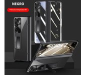 Luxury Plating Transparent Bracket Folding Hinge Tempered Film Case for Samsung Galaxy Z Fold 6 5 4 Shockproof Protective Cover