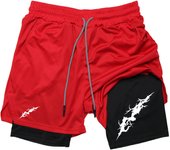 Graphic Print 2 in 1 Athletic Performance Shorts for Men Gym Workout Running Shorts with Phone Pocket Towel Loop Activewear