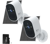 XVIM 1080P 2 Pack Solar Security Camera Monitor Wireless Outdoor 4MP Battery Solar Powered Camera Automatic Alarm Monitoring
