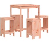 vidaXL Mesa alta y taburetes de jardín 5 piezas madera maciza Douglas