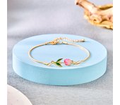 Japan Korea Elegant Tulip Rose Bracelet For Women Girls Sweet Colorful Flower Gold Color Metal Chain Bracelets Aesthetic Jewelry