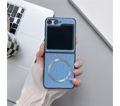 Linen Magsafe Case for Samsung Galaxy Z Flip 3 4 5 Z6 Flip6 Z5 Z4  Flip5 Flip 6 5 4 Magnetic Wireless Charging Ultrathin Cover