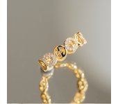 2024 Plated Trendy Light Luxury Adjustable Ring Women's Niche Design Word Fashion Personality Index Finger Ring Jewelry