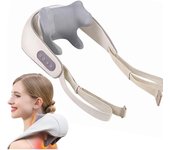 Neck Massager with Warmth, Shiatsu 4D Kneading Massager for Neck, Massager Neck Shoulder for Home Office, Gifts for Men Women (Beige)