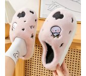 Women Cute Cartoon Cow Plush Platform Slippers Super Soft Closed Toe Slip On Fuzzy Shoes Winter Warm Home Shones