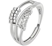 Round Bead Rotating Anxiety Luxury Woman Ring Twisted Fidget Metal Spinner Anxiety Relief Spinning Anti Stress Ring Bague Femme