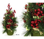 Gerimport Árbol de Navidad Acebo y Pino Decoración Navidad 23 X 23 X 50 Cm