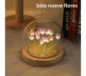 DIY Artificial Tulip Flower Night Light Ornaments Handmade Bedside LED Night Lamp Bedroom Desk Decor Birthday Gifts Table Lamp