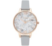 Olivia Burton Reloj Analógico de Cuarzo para mujer con correa de cuero vegana Gris - OB16TZ01