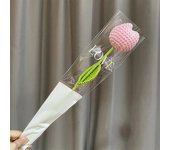 1PC Tulip Knitting Flower Woven Tulips Single Flower Bouquet Wedding Decoration Graduation Gifts Hand Crochet Fake Floral