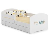 Cama de criança 140 x 70 com gaveta, colchão e estrado incluídos Kobi Luk Airplane