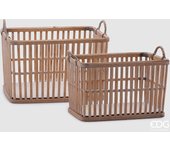 EDG Enzo De Gasperi Set 2 Piezas Cesta Rectangular Ratán H 24 Cm H 20 Cm Natural