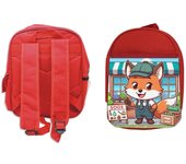 MERCHANDMANIA PACK MOCHILA ROJA Y ESTUCHE zorro vendedor profesion bricolaje tienda mascota school material