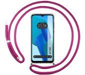 Funda Colgante Transparente para Oppo A16K con Cordon Rosa Fucsia