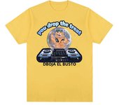 You drop the treat I drop the beat Funny Cat DJ Print Crew Neck T-shirt Casual Loose Short Sleeve Fashion Women's Clothing