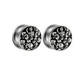 2pcs Stainless Steel Punk Skeleton Snake Ghost Civet Ear Gauges Plug Gothic Ear Lobe Expander Stretcher Piercing Body Jewelry