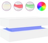 vidaXL Mesa de centro con luces LED 90x50x40 cm Blanco, Negro, Roble Sonoma Mesita de Salón o Comedor o Auxiliar Mesa de Café Meuble Salón