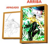 Anime Figure One Piece Light Painting Photo Frame Zoro Luffy Led Night Light Birthday Bedroom Decor Christmas Gifts Moon Lamp