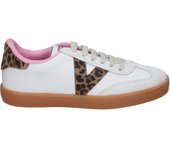 VICTORIA | Zapatillas Bajas Victoria para Mujer – Deportivas Blancas con Estampado de Leopardo y Detalles Rosas – Animal Print – Sneakers con Cordones – Tendencia – Cómodas – Modelo 1126204