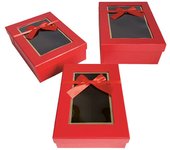 ARGUVAL  SET 3 CAJAS RECTANGULARES GRANDES CON VENTANA 21X29X9 5 AMOR 21x29x9 Cms.