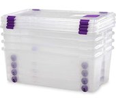 COM-FORT HOUSE - Pack 2 o 4 Cajas de Almacenaje  Caja de Plástico Transparente  Caja Robusta  Capacidad 62L