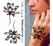 Realistic Black Rose Flower Temporary Tattoos Fake Waterproof Tatoo Body Art Arm Leg Floral Peony Bloosom Tattoo Stickers Makeup