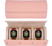 Caja de Reloj cilíndrica con 3 Ranuras, Estuche de viaje para reloj, Caja de Reloj Vintage para Hombres y Mujeres