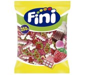 Fini Golosinas caramelos de goma Bolsa de 250u gran surtidos de modelos a elegir fresas salvajes,dedos brillos,dentaduras,huevos fritos,melones,tropy jelly,moras,melecoton,ladrillos,gusanos,huesos brillo,cerezas,beso,botella cola,calaveras,pulpos etc...