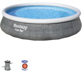Bestway Piscina Hinchable Adulto Aro Ratan con Depurador 396x84 cm Jardin 57376
