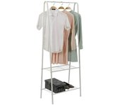 Perchero en forma de A con 2 estantes para zapatos, colgador colgante para suelo, dormitorio y hogar, perchero de acero inoxidable