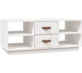 vidaXL Mesa de centro de madera maciza de pino 100x50x41 cm Natural, Blanco, Gris Mesita de Salón o Comedor o Auxiliar Mesa de Café Meuble Salón