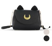 Bolsos de hombre kawaii para Mujer, Lindos bolsos cruzados with form de Gato, bolsos type cartera, bolsos casuales de cuero syntético (Negro)
