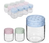CM - Bote de Cristal con Tapa Ratán. Pack 6 y 12 Unidades en Colores Surtidos. Disponible a Elegir en Varios Tamaños. Tarros de Cristal para Cocina. Almacenaje de Cereales, Legumbres, Líquidos, Verduras, Frutas. Botes con Cierre de Rosca para Conservas