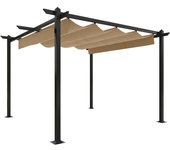 vidaXL Cenador de Jardín con Techo Retráctil Gris Taupe 3x3 m Carpa Pérgola