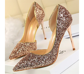 Plus Size 34-43 Women 9.5cm High Heels Stripper  Bling Glod Red Silver Scarpins Pumps Lady Stiletto Wedding Bridal Fetish Shoes