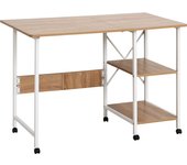 HOMCOM Mesa Plegable Mesa Auxiliar Mesa de Oficina Mesa Móvil para Ordenador con Ruedas MDF Natural 107 x 55 x 76 cm