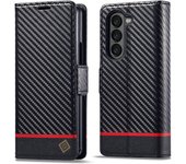 Carbon Fiber Leather Wallet Case For Samsung Galaxy Z Fold 6 5 4 3 5G Fold5 Fold4 Fold6 Magnetic Flip Card Holder Phone Bag Etui