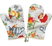 Guantes antiquemaduras para microondas - con dibujo - portátiles prácticos para hornear - resistentes al calor - herramientas de cocina - 1 par
