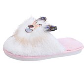 Fuzzy Rhinestone Zapatillas de Conejo Forma Suave Sudadera Acógedora Casa Caliente Zapatos Las Mujeres