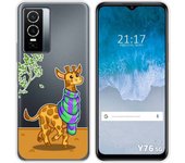 Funda Silicona Transparente para Vivo Y76 5G diseño Jirafa Dibujos