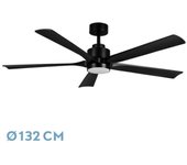 Fabrilamp - Ventilador Dc Cairo 24w 2400lm Negro 5aspas 132d  3000k,4500k,6000k Remoto+temporizador+memoria
